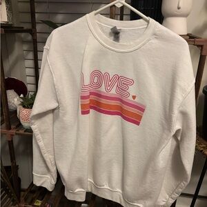 White Sweatshirt with Love Graphic